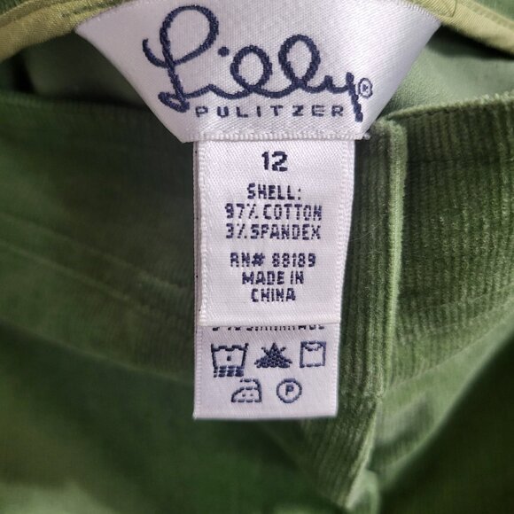 Lily Pulitzer Vintage Y2K Corduroy Skirt Green Womens 12 A Line Mini - Picture 9 of 9